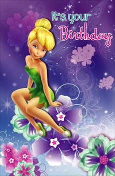 6 x Disney Fairies Tinkerbell It's Your Birthday Flowers Cards