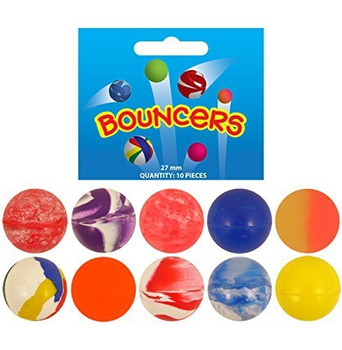 Pack of 10 Assorted Bouncing Balls Jet Balls (2.5cm)