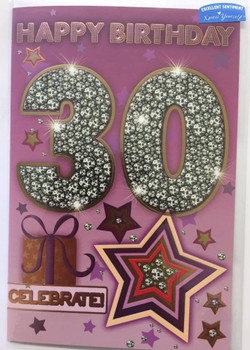 Age 30 Unisex Birthday 30 Today Morden With Sentimental Verse Greeting Card