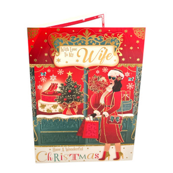 For a Special Wife Beautiful Lady With Bags Design Christmas Card For a Special Wife Beautiful Lady With Bags Design Christmas Card