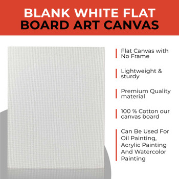 Pack of 10 30x30cm Blank White Flat Stretched Board Art Canvases By Janrax