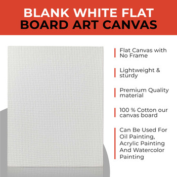 Pack of 10 30x40cm Blank White Flat Stretched Board Art Canvases By Janrax