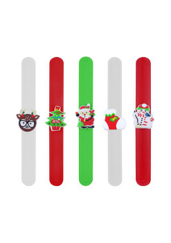 Pack of 24 Christmas Snap Bracelets with Print Pack of 24 Christmas Snap Bracelets with Print