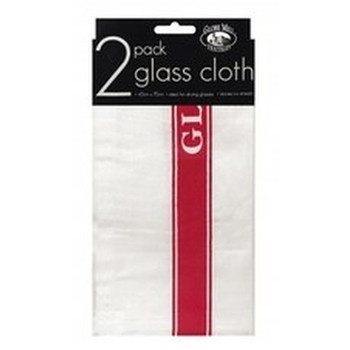 Pack Of 2 Globe Mill Textiles 100% Cotton Glass Cloths (Colour Of Strip May Vary)