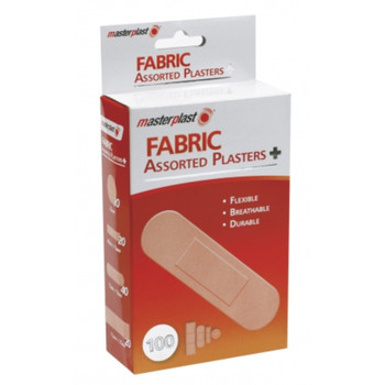 MasterPlast Fabric Assorted Plasters Box 100 - Flexible, Breathable & Durable