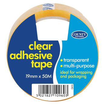 Pack of 12 Clear Adhesive Tape 19mm x 50m
