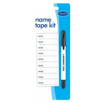 Name Tape Kit With Permanent Black Ink Laundry Pen