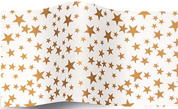 Printed Patterned Tissue Wrapping Paper gold stars on white luxury 5 sheets