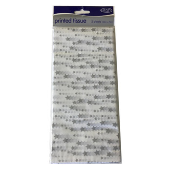 Silver Stars Tissue Paper 5 Sheets