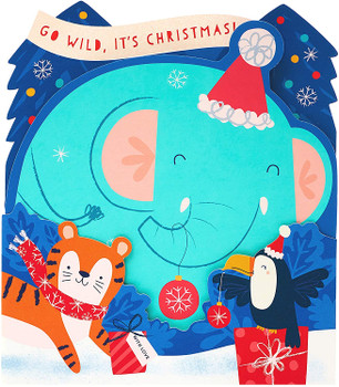 Go Wild Cute Elephant Design Kids Christmas Card