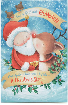 Brilliant Grandson Storybook About Rudolph and Santa Design Christmas Card