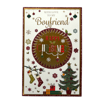 With Love To My Boyfriend Xmas Tree Design Foil and Glitter Finished Christmas Card With Love To My Boyfriend Xmas Tree Design Foil and Glitter Finished Christmas Card