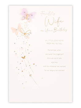 Wife Luxury Butterfly And Hearts A Little Note Birthday Card