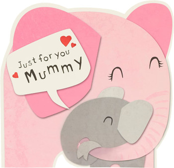 Cute Elephants Cut-Out Valentine's Day Card for Mummy