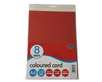 8 A4 Coloured Cards 220gsm