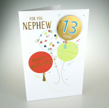 Nephew Birthday Card with Personalised Age 13th or 16th	