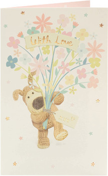 Boofle Holding Flowers Birthday Card