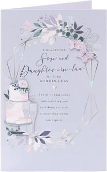 Contemporary Wedding Day Congratulations Card for Son & Daughter in Law