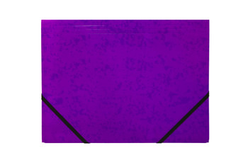 Pack of 12 A4 Purple Card 3 Flap Folders With Elastic Closure