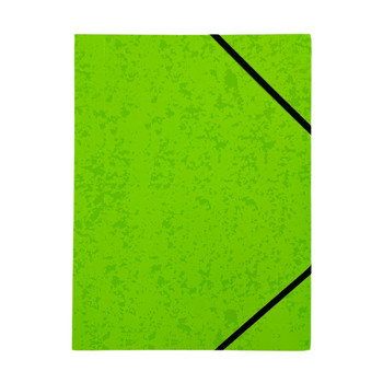 Pack of 12 A4 Neon Green Card 3 Flap Folders With Elastic Closure