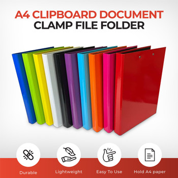 Pack of 10 Purple A4 Clipboard Document Clamp File Folders
