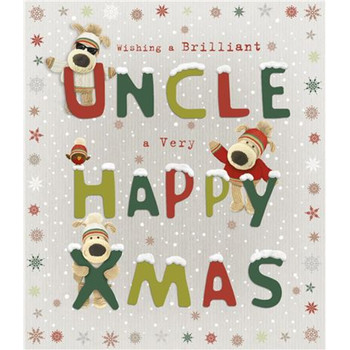 Boofles Wearing Hats and Jackets Design Uncle Christmas Card