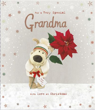 For Grandma Boofle Holding a Big Poinsetta Design Christmas Card