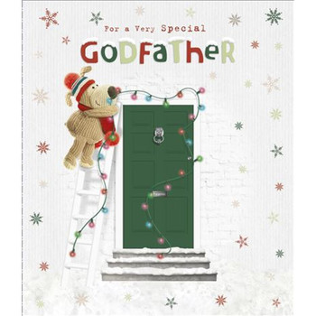For Godfather Boofle Hanging Lights at The Door Christmas Card
