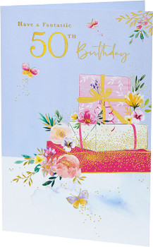 Presents Themed 50th Birthday Card