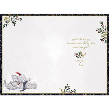 Bears Hugging Over Log Fiancée Christmas Card