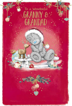 Bear with Reindeer Granny & Grandad Christmas Card