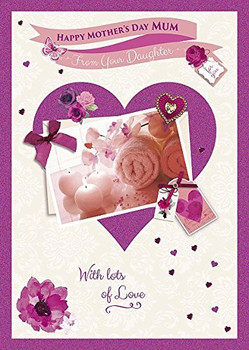 From your Daughter Photographic flowers With Candle Mother's Day Greeting Card