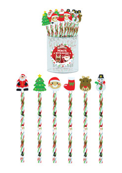 Pack of 24 Assorted Design Christmas Pencils with Eraser Pack of 24 Assorted Design Christmas Pencils with Eraser