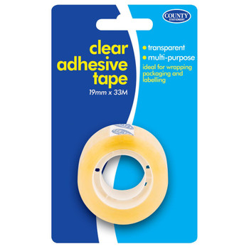 Pack of 12 Clear Adhesive Tape 19mmx33m on Blister Card