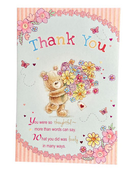 Get Well Soon Cute Teddy With Flower Of Bunch Greetings Card