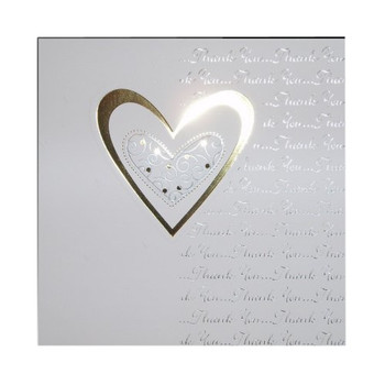 Pack of 5 Luxury White Wedding Thank You Cards with Gold Heart