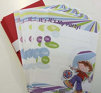 Pack of 20 Boy With Football Design It's My Party! Invitations & Envelopes