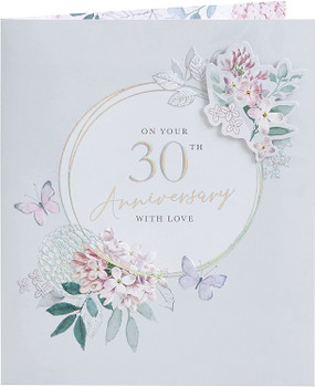 Delicate Floral Design 30th Anniversary Card