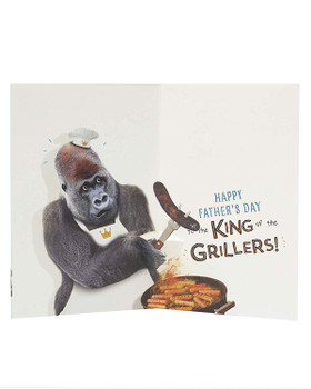 Gorilla Cooking On BBQ Dad Father's Day Card Pop Up