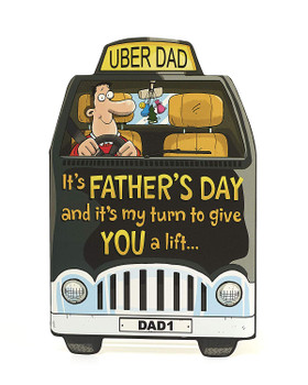 Uber Dad Father's Day Card fun taxi-shaped