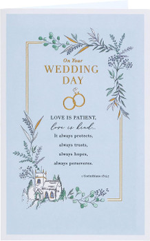 Traditional Church Design Wedding Congratulations Card