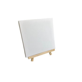 Pack of 6 20x20cm Canvas and Wooden Easel Sets Pack of 6 20x20cm Canvas and Wooden Easel Sets