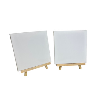 Pack of 6 20x20cm Canvas and Wooden Easel Sets Pack of 6 20x20cm Canvas and Wooden Easel Sets
