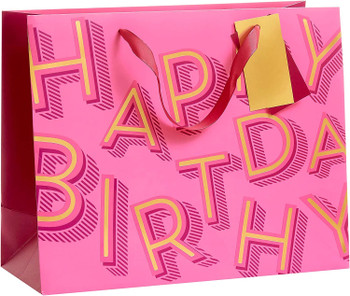 Pink Happy Birthday Design Multipack Of 6 Large Gift Bags With Tags
