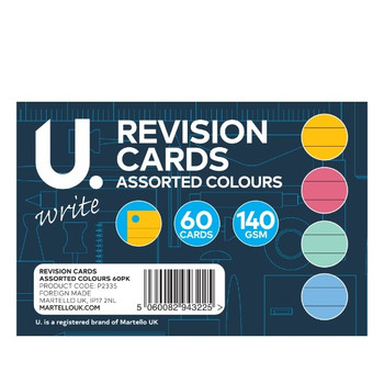 12 x Pack of 60 Assorted Colours Revision Cards