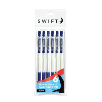 12 x Pack of 6 Blue Retractable Ballpoint Pens