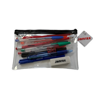 Pack of 12 Stationery Filled Red Zip 8x5" Pencil Cases