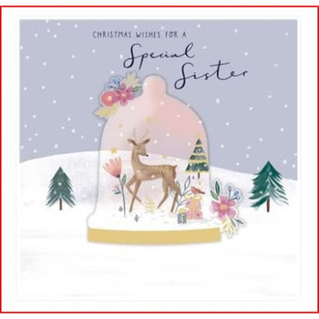 Reindeer Design Special Sister Christmas Card