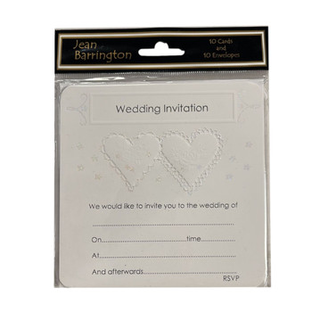 White Rose Heart Wedding Invitations - Pack of 10