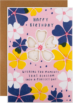 Contemporary Floral Design with Seeded Paper Insert Birthday Card